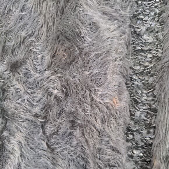 Alberto Makali Womens Shawl Wrap Poncho Gray Medium Faux Fur Fringed Nylon - Picture 5 of 12